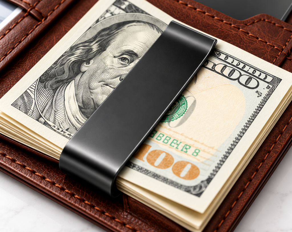 Slim Leather Wallet for Men – 11 Card Slots, RFID & Money Clip, Brown - Image 3